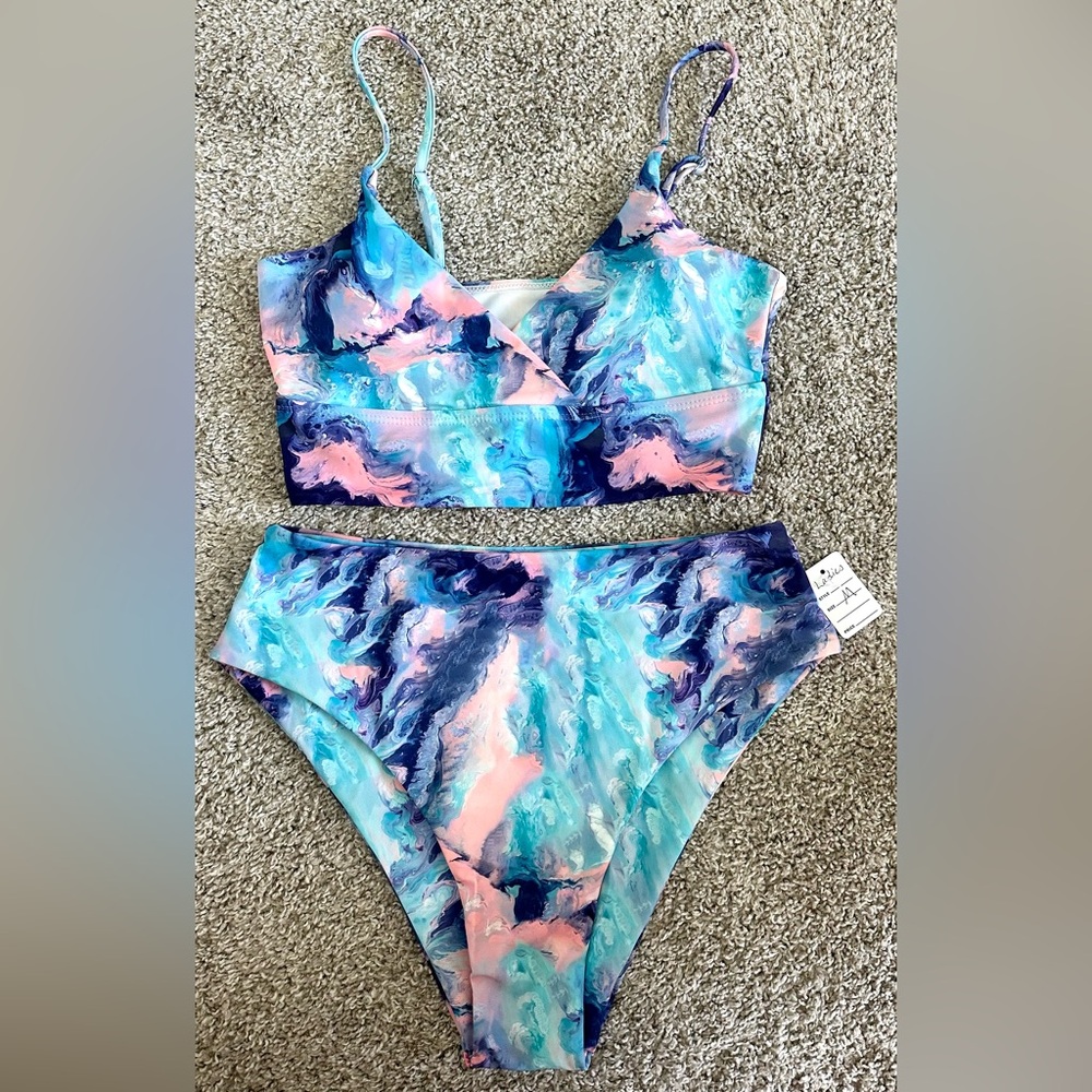 SHEIN Tie Dye Swim Set Size Medium High Cut Bikini
